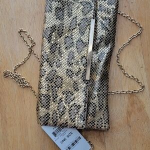 INC International Concepts Gold and Black Textured Clutch